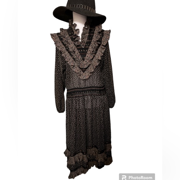 Vintage Diane Freis Georgette Boho Prairie Dress - Picture 8 of 16